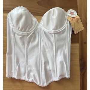 Vintage Empire Intimates Satin Corset Top – White- Size 34B- New With Tags NOS